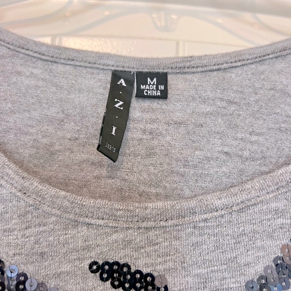 AZI Jeans, medium Gray sweater dress with Black sequins - Picture 3 of 5